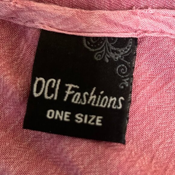 Pink White Tie Dye Intricate Embroidery Handkerchief Hem Resort Wear Dress Sz OS - Picture 5 of 6